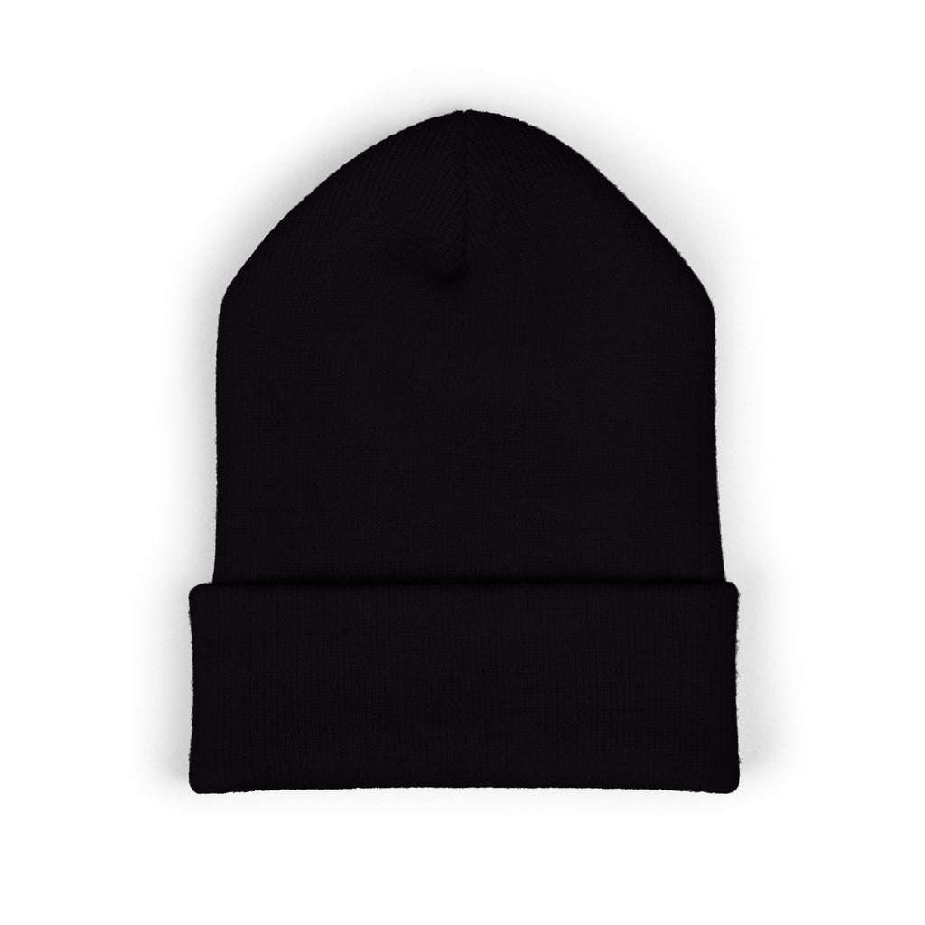 Embroidered Cuffed Beanie — 'The Bold Crazy' Script Knit Hat