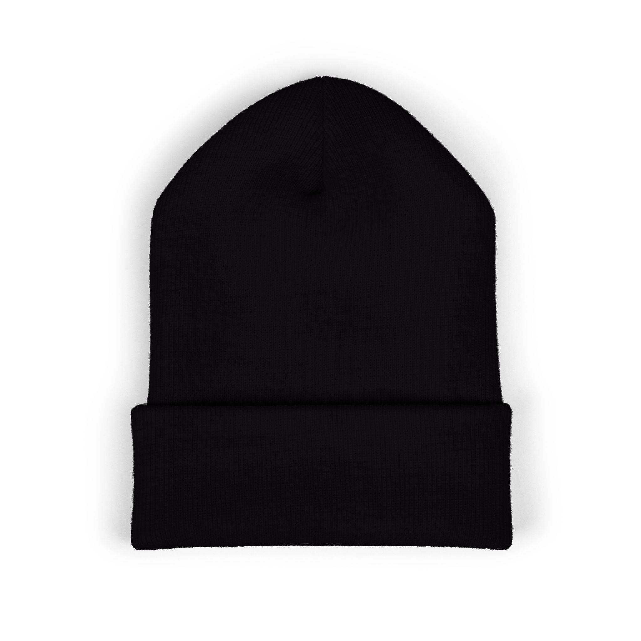 Embroidered Cuffed Beanie — 'The Bold Crazy' Script Knit Hat