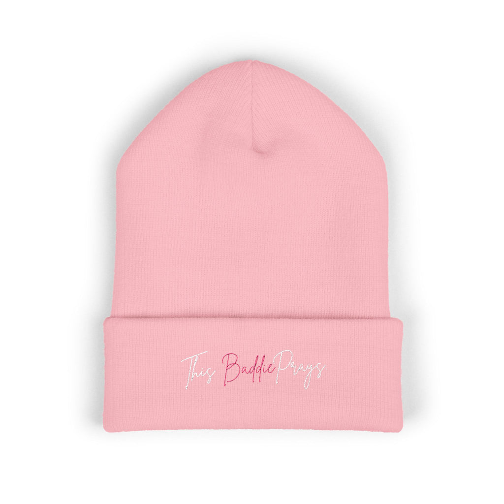 Embroidered Cuffed Beanie — 'The Bold Crazy' Script Knit Hat